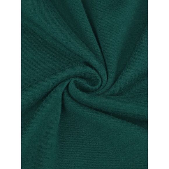 Tiered A-Line Crewneck Long Sleeve Midi Casual Dress with Pockets Dark Green - Picture 5 of 6